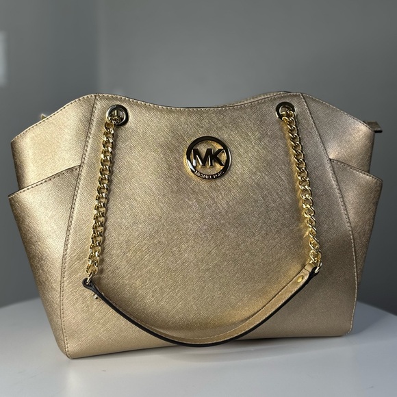 Michael Kors Metallic Gold Shoulder Bag - Picture 1 of 5